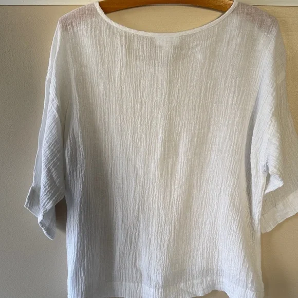 Pure Jill Linen White Lightweight Gauze Button-Front Shirt - Picture 6 of 6